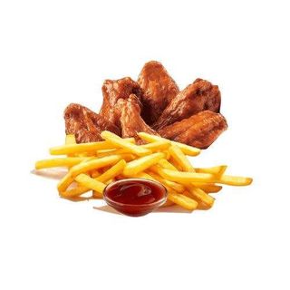 Oferta para peque Alitas 6unidades 1 de patata 1 pan 1 bebida