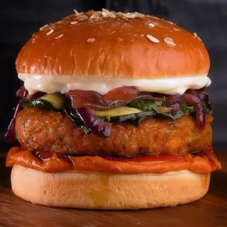 Hamburguesa Cruji Vegan + Patatas Fritas Caseras