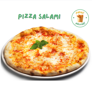 Pizza Salami  con bebida.