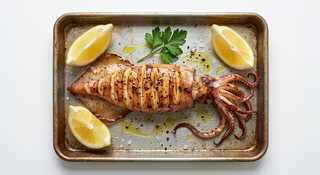 Calamar intreg la gratar