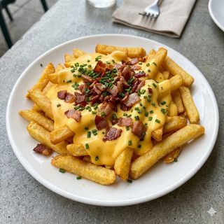 Patatas Con Salsa De Queso Y Bacon