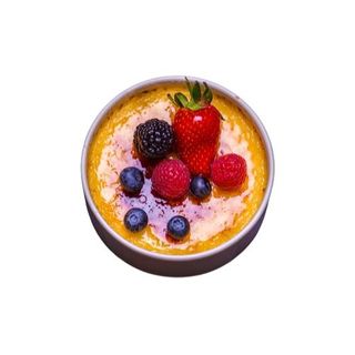 Crème Brûlée Con Sopa De Frutas