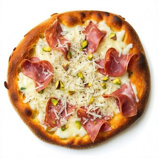 Pizza mortadella pistacchio e grana