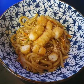 Udon mazzancolle tropicali e verdure