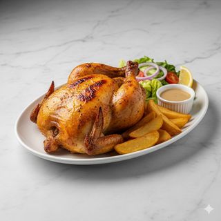 Pollo entero con patatas