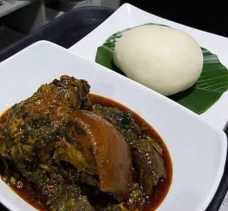 Afang soup with fufu/eba/ semo