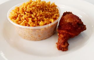 Small VM- Smokey Jollof rice & Pepper Chicken