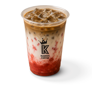 Iced strawberry Hojicha Latte