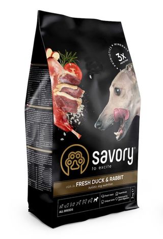 Savory Dog Adult All Breeds rich in Fresh Duck and Rabbit 3кг