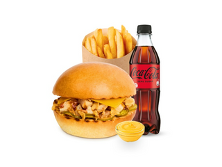 Комбо ни-бургер с томлёной курицей в грибном соусе