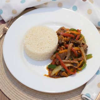 Shredded Beef Sauce with Steamed White Rice