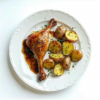 Cosciotto di pollo con patate al forno