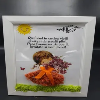 Tablou cu licheni Invatatorii sunt divini fetiță - 15x20