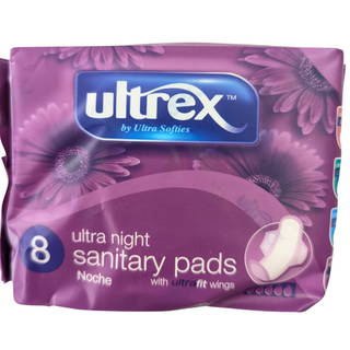 ULTREX Ultra Night Sanitary Pads with Tabs 8 units - Maximum Protection