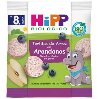Tortitas de arroz con arándanos ecológico Hipp Biológico sin gluten y sin azucares añadidos 30 g.
