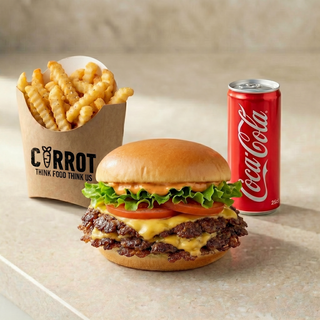Double Smash Burger + frites + Boissons.