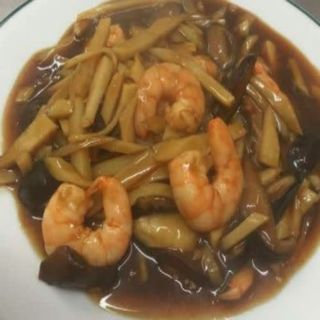 Gambas Con Bambú Y Setas Chinas