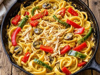 Tagliatelle curry z kurczakiem i warzywami  Tagliatelle al curry con pollo e verdure
