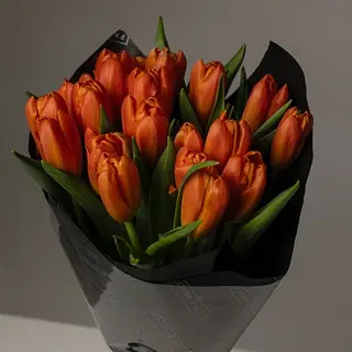 Ramo de 20 tulipanes naranjas