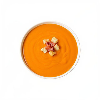Salmorejo con jamón y huevo