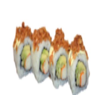 80. Uramaki De Cangrejo Con Aguacate Y Cebolla Frita (8 Uds.)