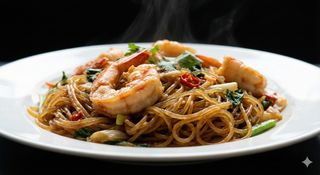 47. Spaghetti di soia con gamberi