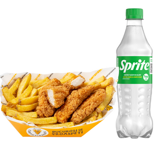 Cartofi cu Crispy Strips Picant + Sprite 500 ml