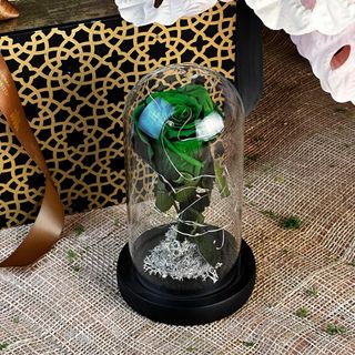 Rose éternelle verte avec LED