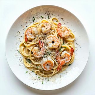 Corteccia cacio e pepe con gamberi