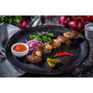 Шашлык из печени с курдюком 