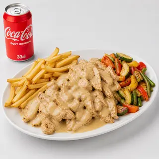 Plat Émincé de Poulet + Coca Cola 33cl