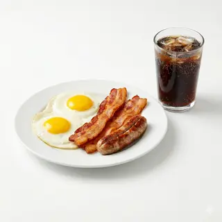 Huevo Con Bacon Con Salchicha Y Refresco