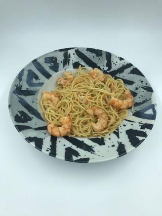 Spaghetti Con Gambon Al Ajillo