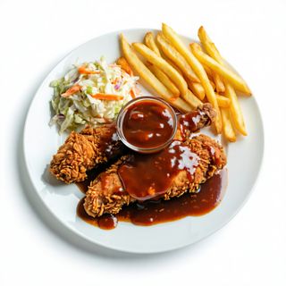 627 pollo frito con  salsa BBQ