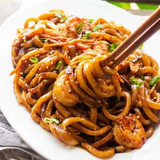 Prawns Fried Noodles and Vegetables
