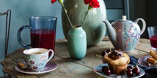 Flower Festival Blue set 2 cesti espresso cu farfurii