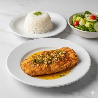 Filete de pescado al ajillo empanado