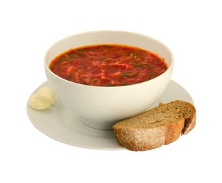 Борщ с чесночным хлебом