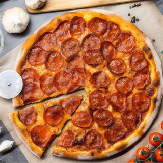 Pizza pepperoni de masa madre