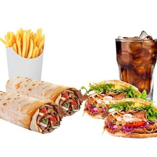 2 Kebab + 2 Durum + 4 Patatas +alita o nugets+ Bebida (2 L.)