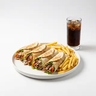 Menú Dürum 5 Uds. + Patatas + Coca-Cola 2 Lt.
