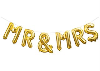 Set Baloane Litere Mr&Mrs Auriu