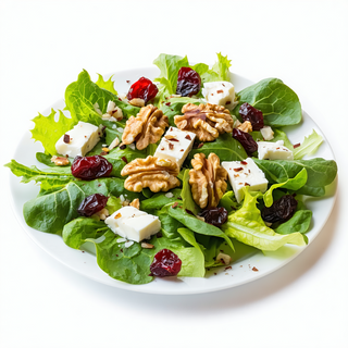 ENSALADA CON QUESO DE CABRA A  PLANCHA ,Cebolla Caramelizada  frutos secos