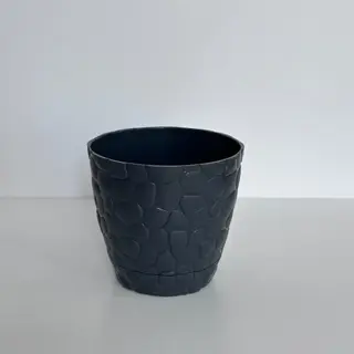 Горщик темно сірий з текстурою камень 