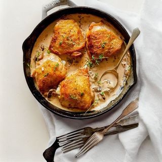 Crispy Mushroom Chicken Thighs