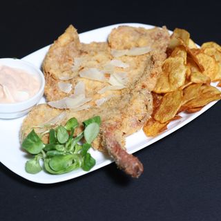 Șnițel din Tomahawk de porc in Panko