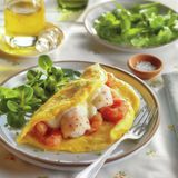 Tortilla De Huevo Con Gambas Y Guisantes