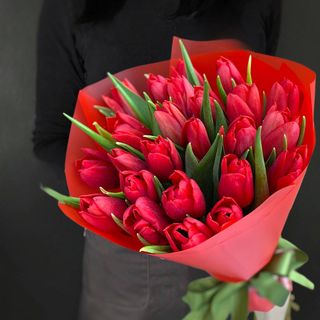 Букет із 25 червоних тюльпанів