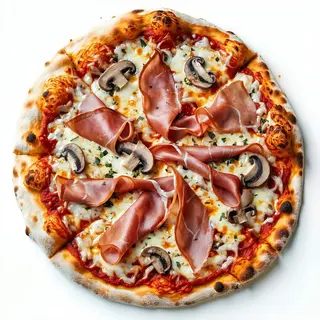 Pizza rossa cotto e funghi