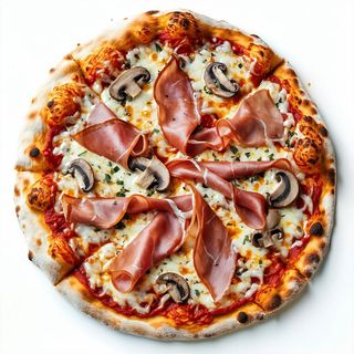 Pizza rossa cotto e funghi